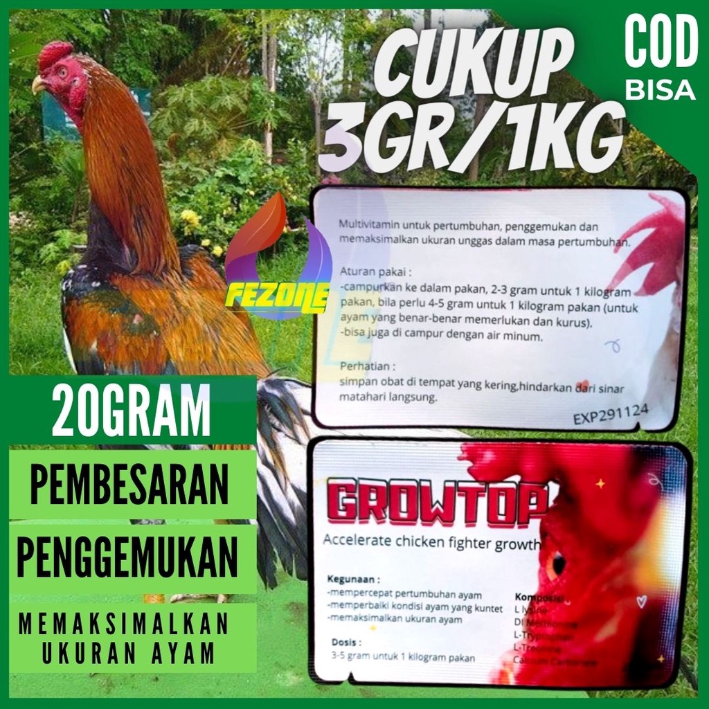 Suplemen Ayam Petarung Vitamin Untuk Meningkatkan Ukuran Ayam dan Menjaga Stamina Ayam Unggas Original Termurah FEZONE