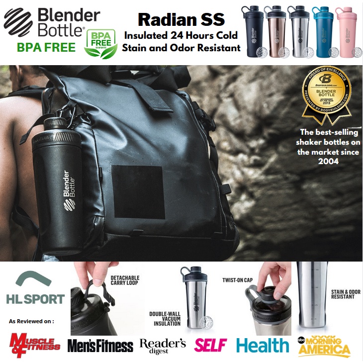 BlenderBottle Radian Tritan 760 ml Insulated Stainless Steel Shaker Blender Bottle