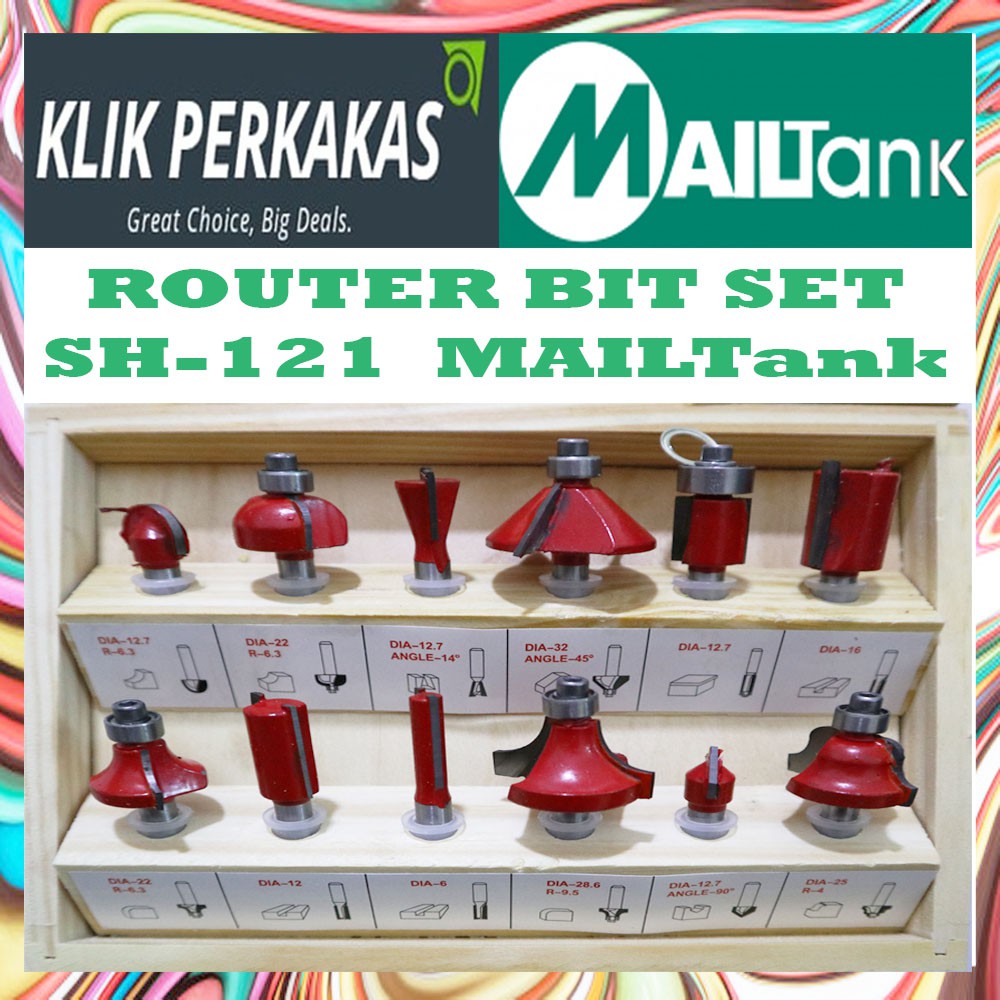 MATA PROFIL KAYU SET 12 PCS ROUTER BIT SET MAILTANK SH-121