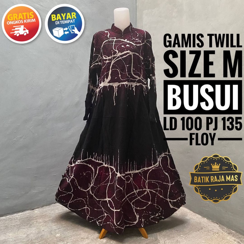 Baju Gamis Dress Muslimah Wanita Remaja Dewasa Kekinian Syari Lebaran Twill Ori Pekalongan Motif Bat