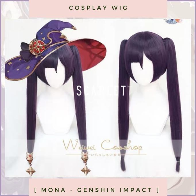 PO Wig Mona Megistus Genshin Impact Twintail Extention Stelar Cosplay ---Terbaru---