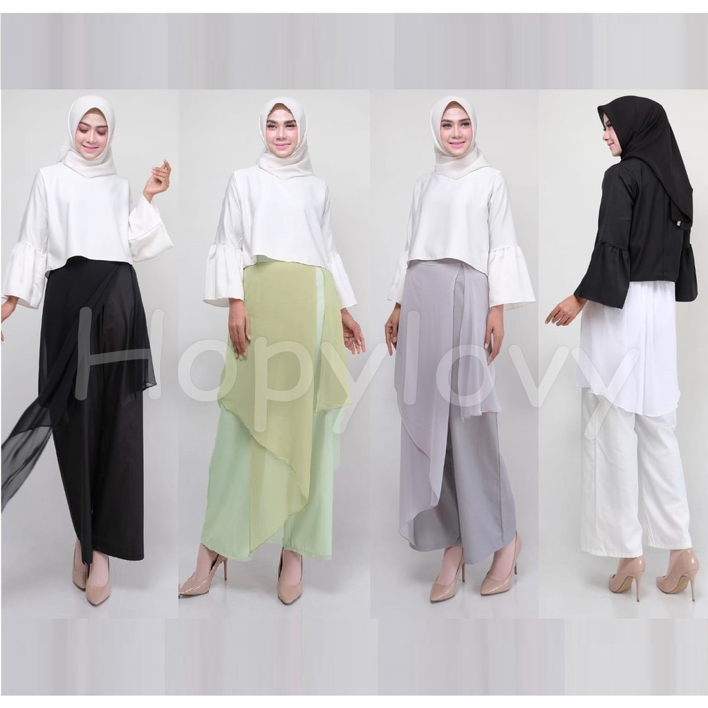 HOPYLOVY - Celana Panjang Wanita Model 2 Layer Moon