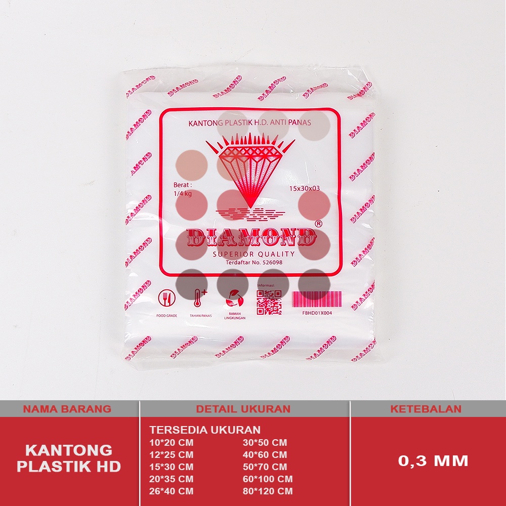 KANTONG PLASTIK HD DIAMOND / TAHAN PANAS UK. HD 12*25 03