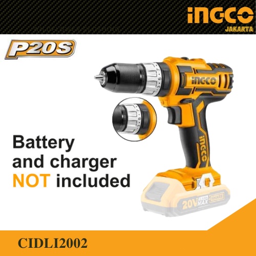 BOR BATERAI IMPACT DRILL 20V UNIT ONLY MESIN BOR CORDLESS INGCO CIDLI2002 BOR TANGAN BOR TEMBOK BOR BETON