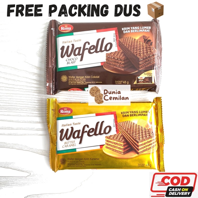 

[TERMURAH!!] Wafello Wafer Italian Taste SATUAN 48gr - Wafer Krim Roma Butter Caramel / Choco Blast