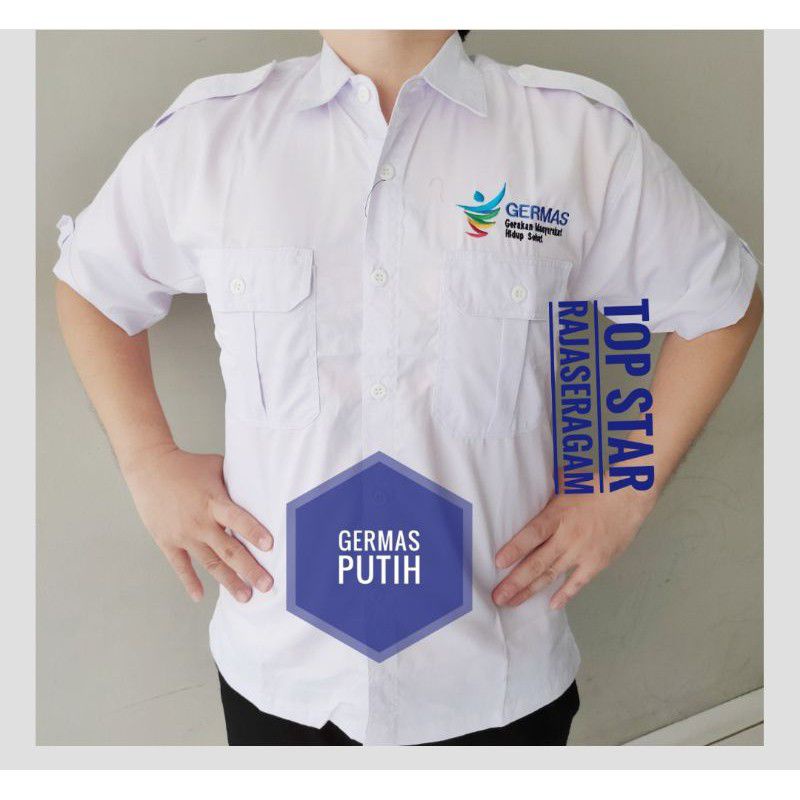 Seragam kemeja baju Germas Kemenkes putih gerakan masyarakat sehat