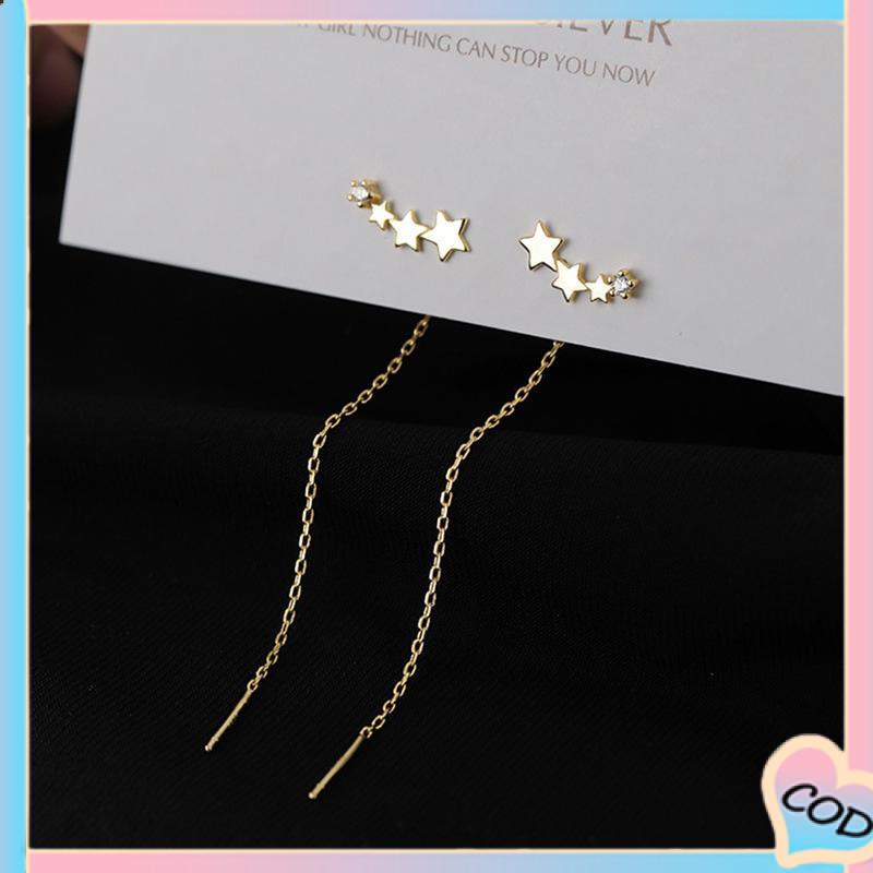 COD❤️ Star Rumbai Anting Gantung Rantai Panjang untuk Aksesoris Perhiasan Fashion Wanita-A.one