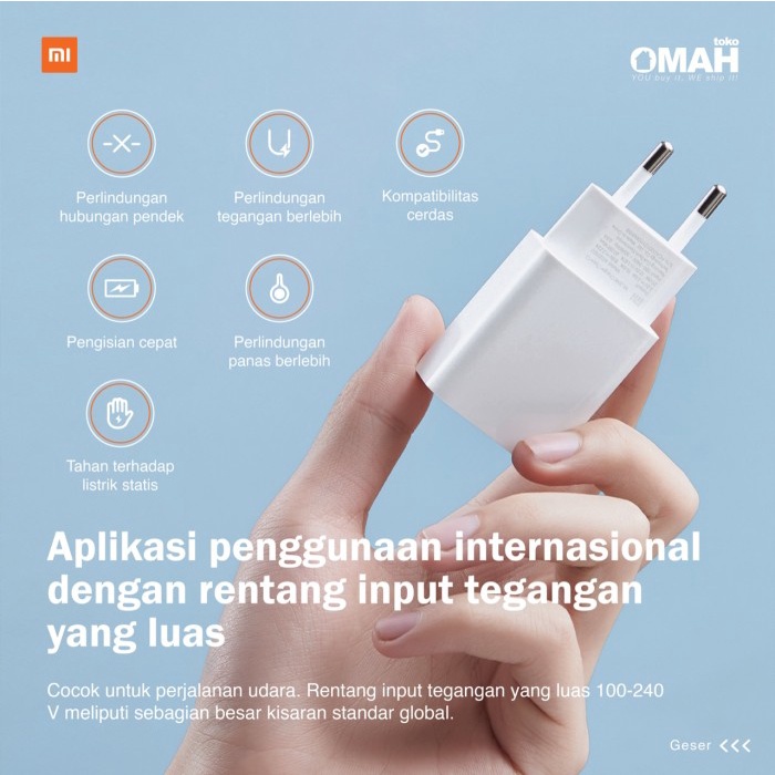 Paket Hemat Xiaomi Mi Kabel Charger Type C to Type C 150cm with Adaptor Charger 20W Garansi Resmi TAM