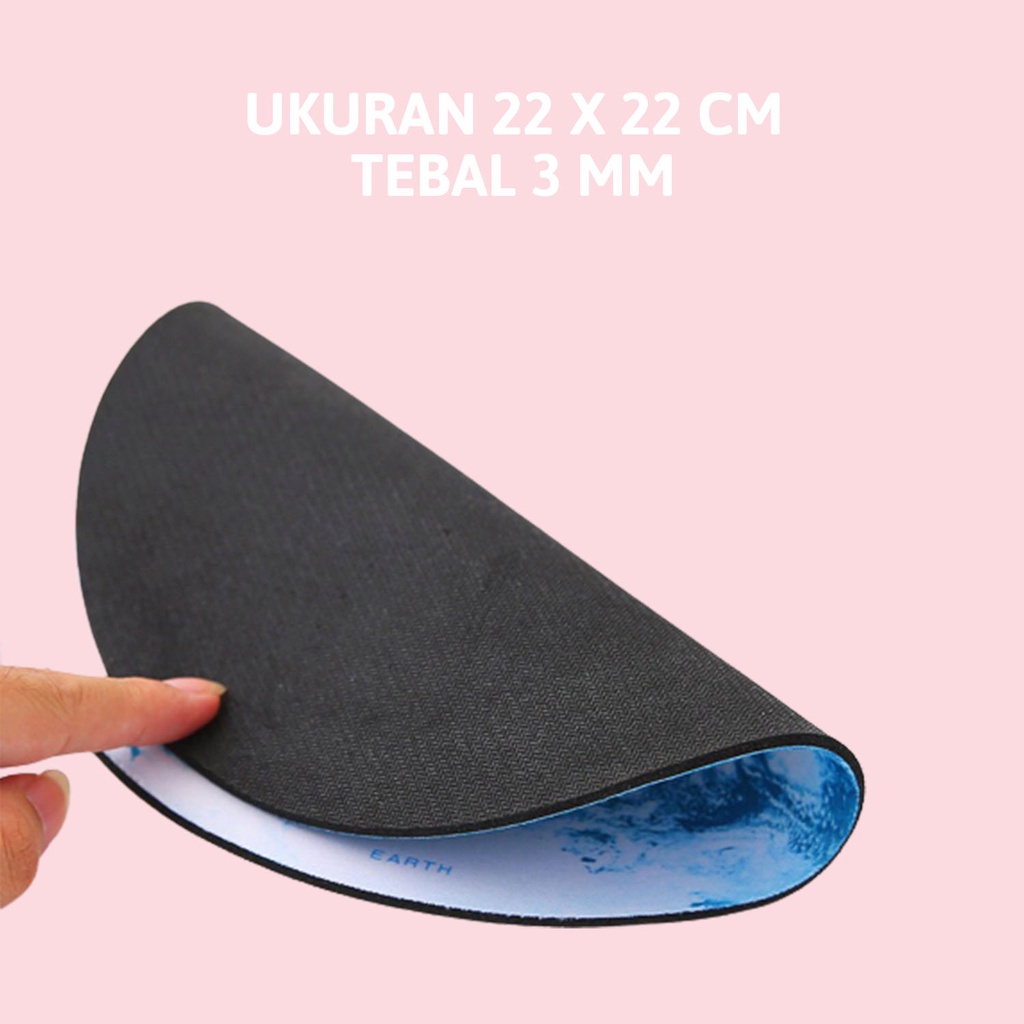 Mouse Pad Alas Mousepad Bundar Bulat Laptop Macbook Asus HP Lenovo IPad Tablet Gaming Anti Slip Geser Lentur Waterproof Tahan Air Gambar Unicorn Cat Rabbit Bear Motif Karakter Lucu Cute Warna Pink Blue Kuning Coklat Pastel Korean Style Murah