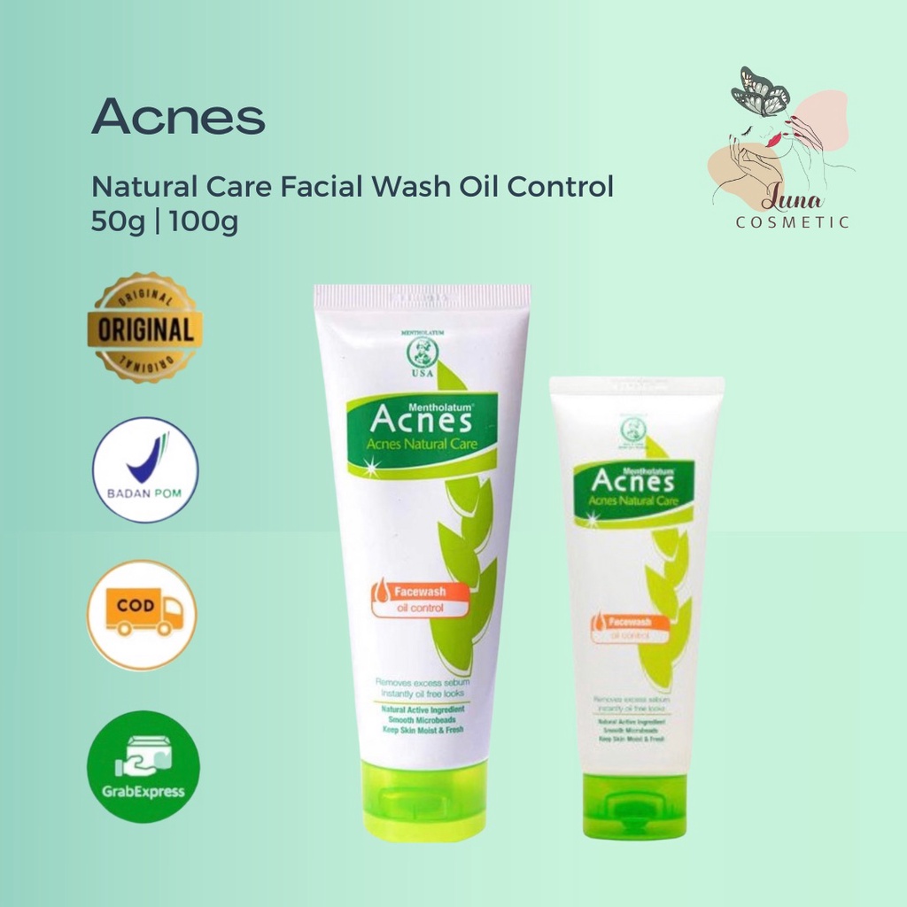 Acnes Natural Care Facial Wash Oil Control 50G / 100G / Acne Face Wash / Sabun Wajah / Anti Acne