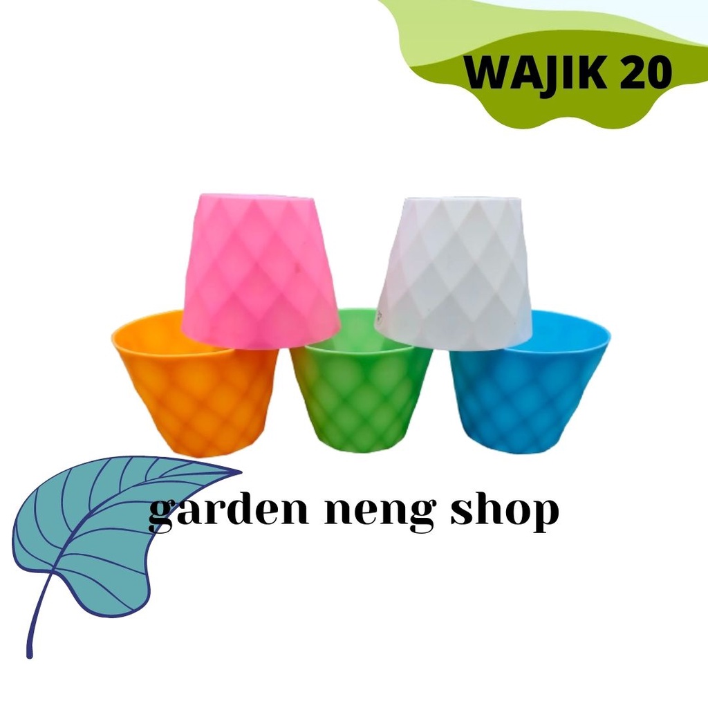 POT WAJIK 20 WARNA PUTIH WARNA WARNI-POT BUNGA PLASTIK MURAH