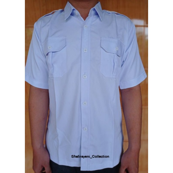 Baju PDH Putih Pria Polos Lengan Pendek ~ Free Nama / Baju Dinas Putih ASN