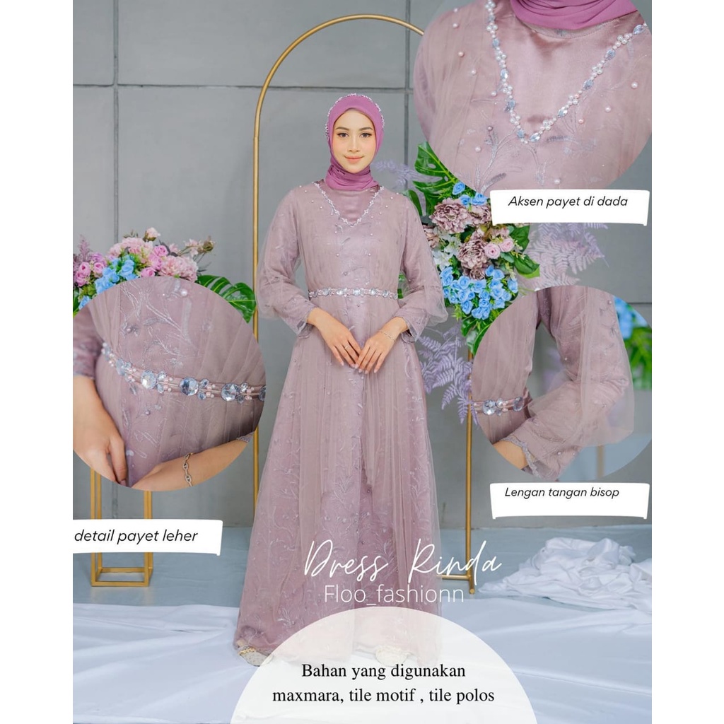 NEW COLLECTION - RINDA DRESS SERIES MAXY PREMUM GAMIS BRIDESMAID PESTA VIRAL BROKAT MIX TULLE REMAJA FULL FURING GAMIS KONDANGAN