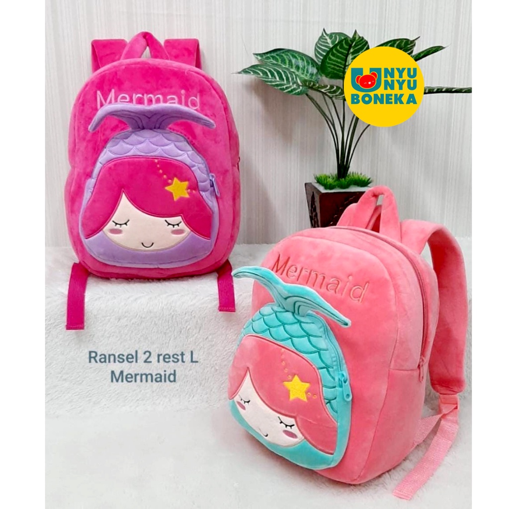 Tas ransel boneka mermaid ikan animal L ransel anak sekolah tk paud sd pretty minnie kiqtty