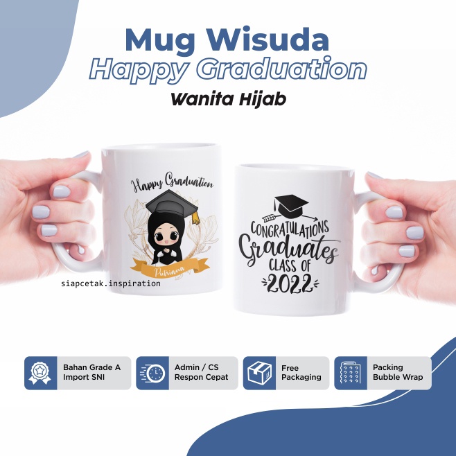 Mug Wisuda/Custom/Mug/Gelas/Hadiah Wisuda/Perlengkapan Wisuda/Custom Nama/Enamel/Graduation/Kado Wis