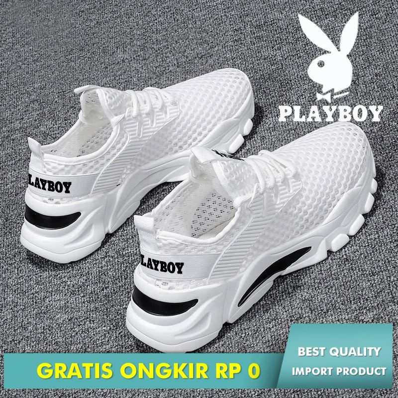 Playboy Musim Panas 2022 New Pria Bernafas Deodorant Ruang Keluar Kecil Putih Mesh Sport Sepatu
