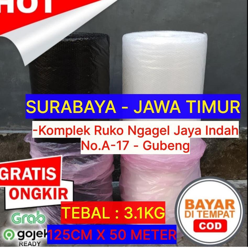 

Bagus Banget.. Bubble Wrap Roll Warp Hitam Envelope amplop Meteran Gmp 125cm x 50 M / Surabaya / Jawa Timur