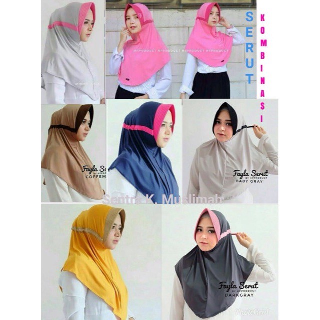 MA003 1kg=10pcs Jilbab Instan adiba SERUT KOMBINASI 2 Warna Serut JOKOWI PRABOWO-Grosir Kerudung
