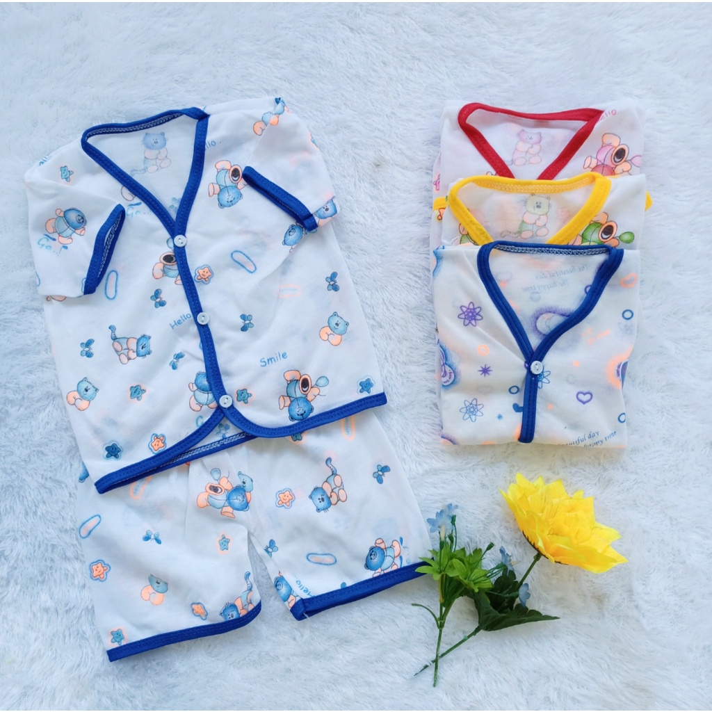 Setelan baju bayi lengan pendek/3 setel baju piyama bayi/ setelan piyama bayi baru lahir/ set baju bayi new born