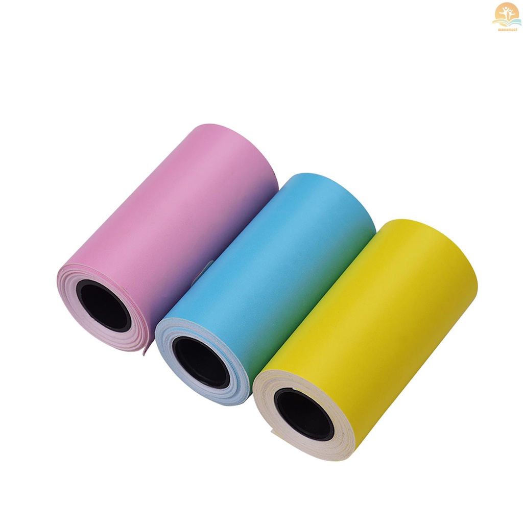 Printable Color Sticker Paper Roll Direct Thermal Paper with Self-adhesive 57*30mm(2.17*1.18in) for PeriPage A6 Pocket Thermal Printer for PAPERANG P1/P2 Mini Photo Printer, 3 Rolls