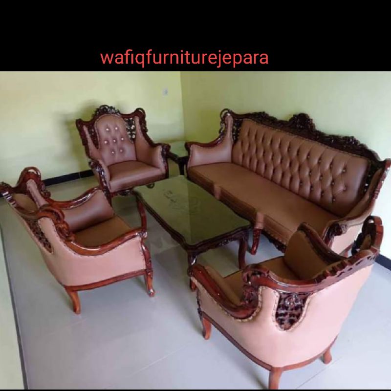 set kursi Romawi pot jati formasi 3111+meja