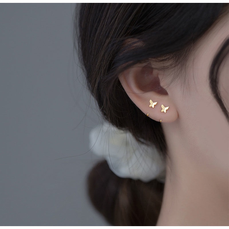 Kupu-kupu kancing wanita baru anting-anting anggun dan mungil sederhana in ear hook fashion Baru tem