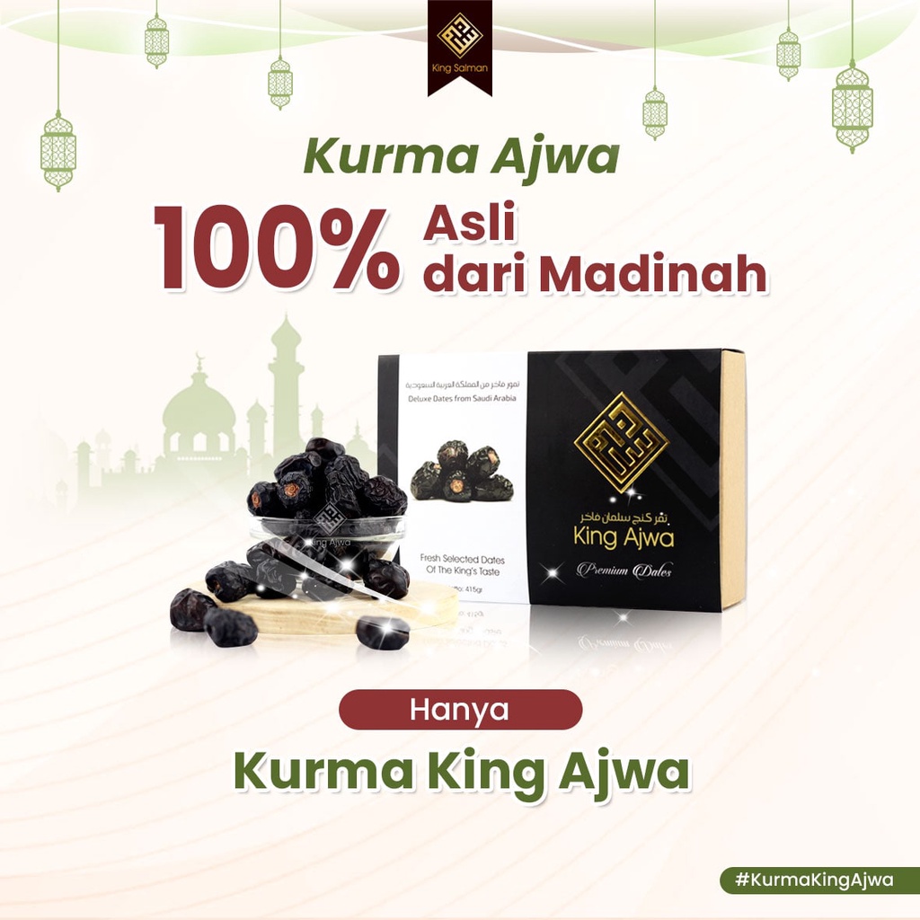 

Kurma Ajwa Premium/ Kurma Ajwa Madinah/ Kurma Sukari Kering/Kurma Ajwa Asli Premium 500g KING AJWA