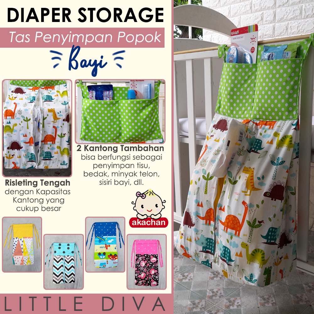 Tempat Popok Penyimpanan Diaper Bayi Pospak pempers digantung di Box Bayi gantungan - diaper holder storage caddy simpan popok menyimpan pampers di dinding nappy stacker wadah katong kantung AKACHAN