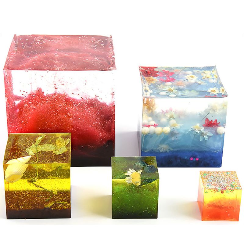 SIY  4Pcs/Set Crystal Epoxy Resin Mold Square Jewelry Casting Silicone Mould DIY Tool