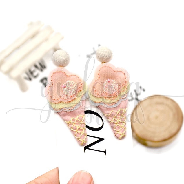 Anting Stud Wanita Sweet Pink Ice Cream Earring Motif Es GH 203713