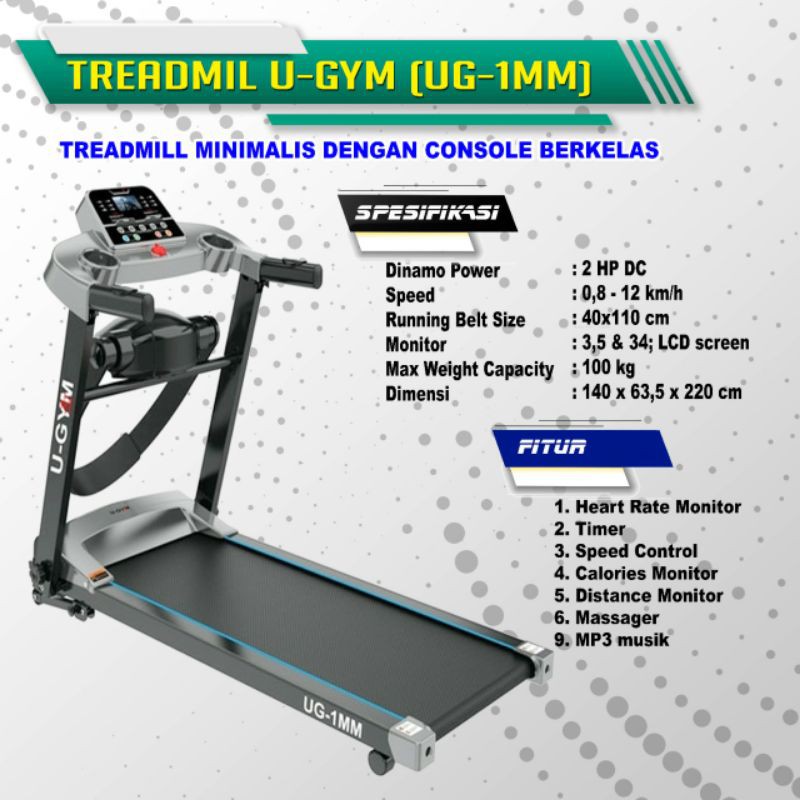Promo Treadmill Elektrik 2 Fungsi Terbaru U Gym( UG 1 MM)
