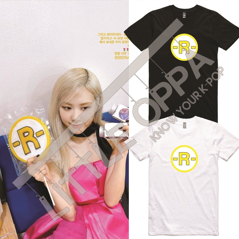 BAJU KAOS BLACKPINK ROSE ON THE GROUND R LOGO T-SHIRT