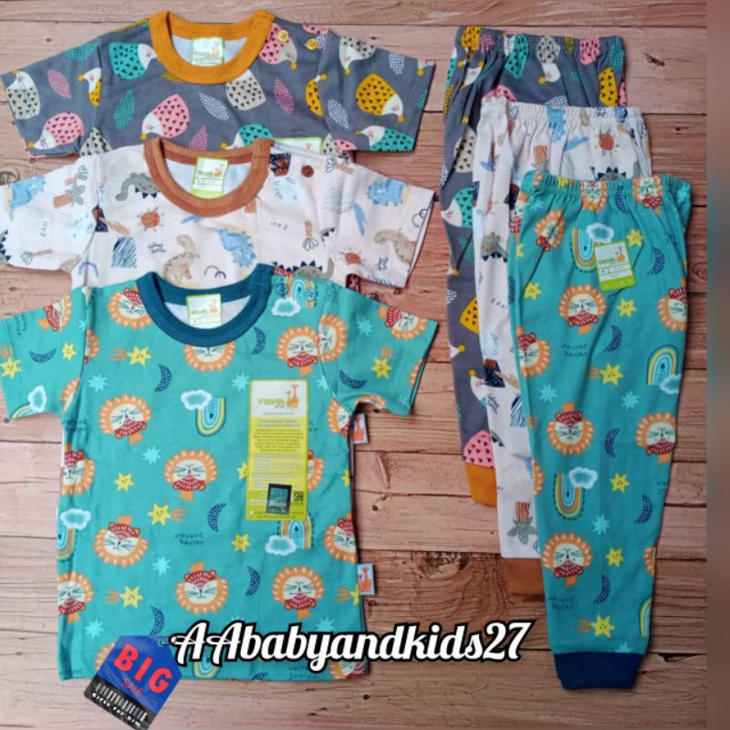 VELVET JUNIOR!!!3 Pasang Setelan CPR Baju Pendek Celana Panjang Ukuran S M L MOTIF RANDOM