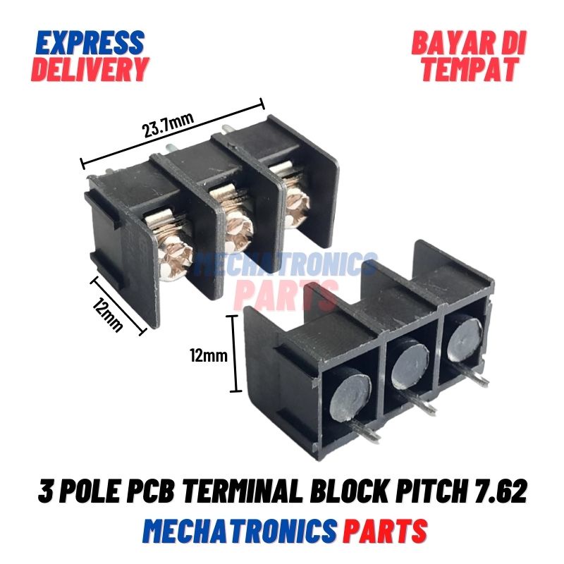 2PCS [SOC-9018] 3 POLE PCB TERMINAL BLOK BLOCK PITCH 7.62