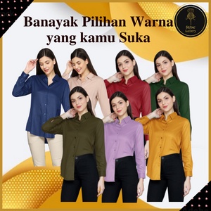 kemeja wanita casual blouse wanita korean style oversize polos lengan panjang terbaru kekinian SS04-4