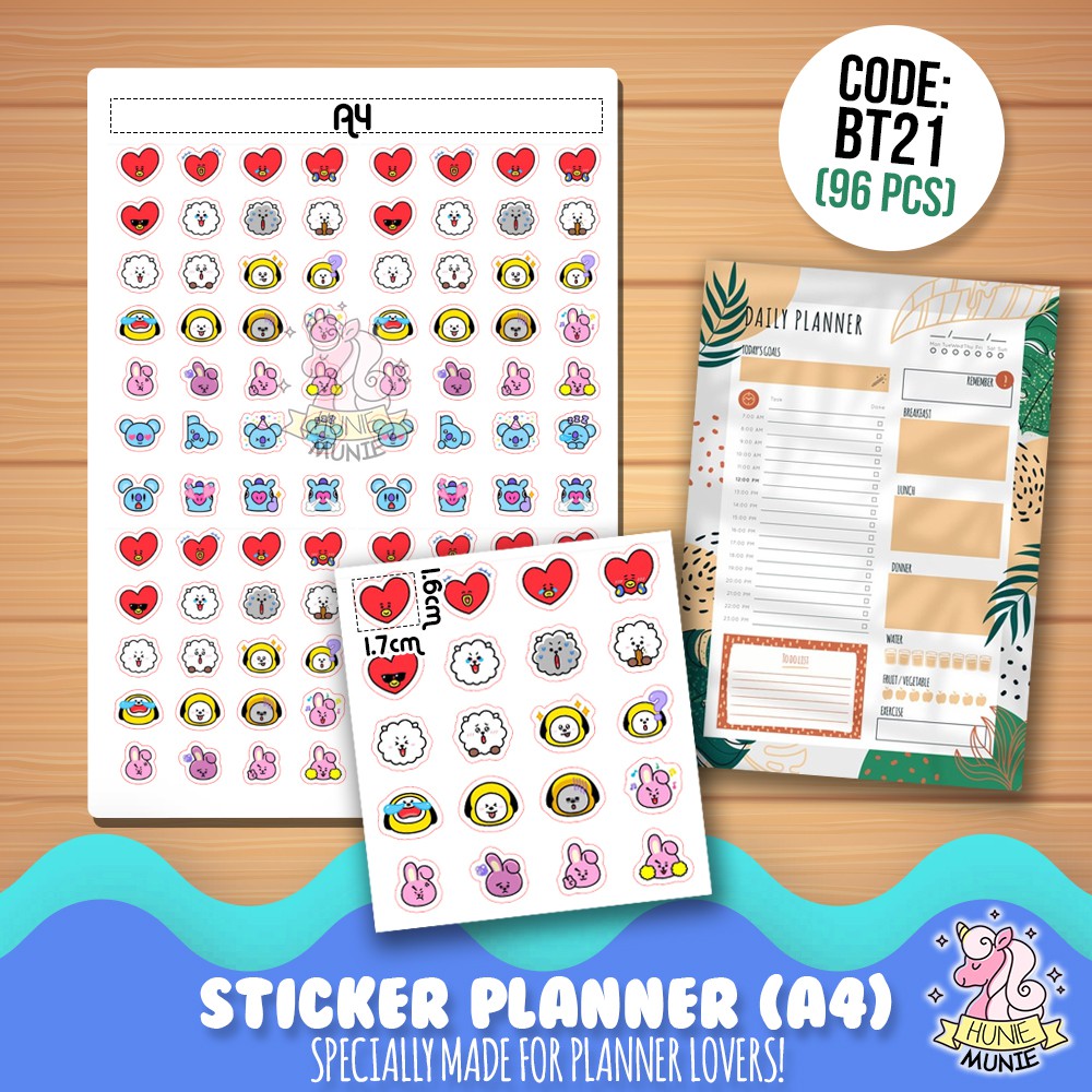 

Sticker Deco Planner - BT21 BT 21 BTS (96 PCS) Stiker Hunie Munie