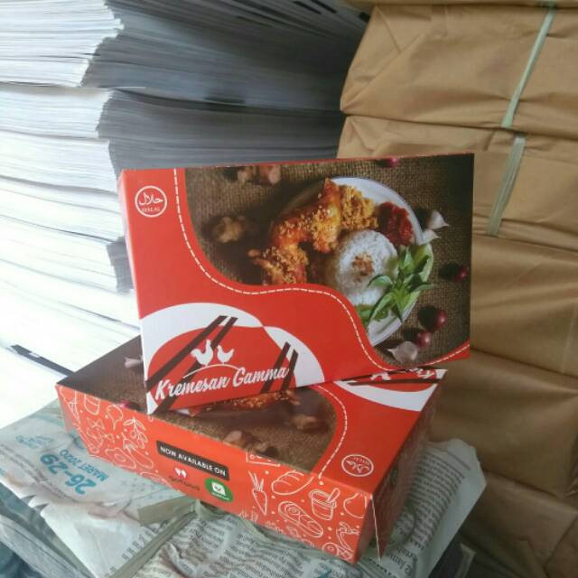 

(1000 LEMBAR) LUNCHBOX M CETAK MEREK SENDIRI/ DESAIN COSTUM UKURAN 18X11.5X5 IVORY 250GR