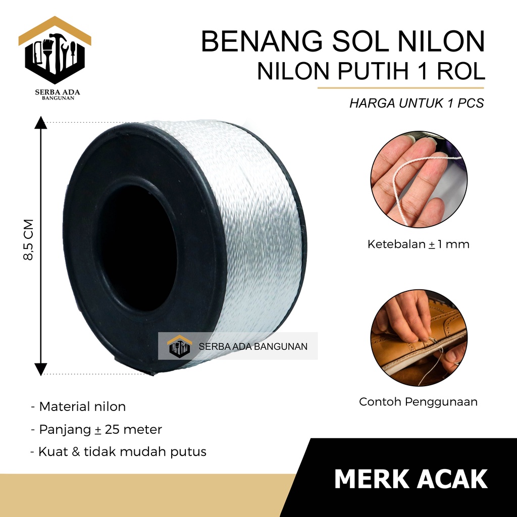 BENANG BANGUNAN NYLON 20 METER BENANG NYLON BENDERA LAYANGAN TANPA SAMBUNGAN MURAH 1 ROLL KUAT BAGUS