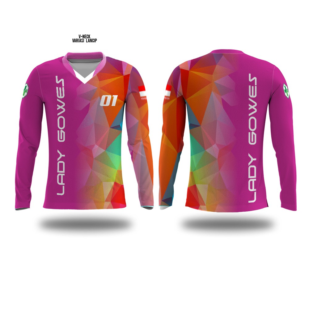 Kaos Baju Jersey Hijab Gowes | Jersey Gowes Wanita | Jersey Wanita Lengan Panjang Dryfit Anti UV