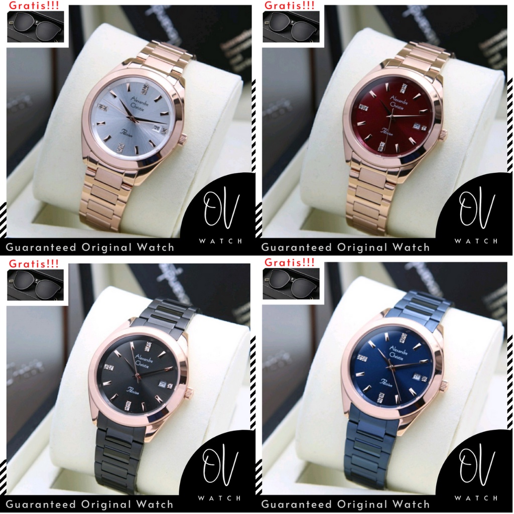 JAM TANGAN WANITA ORIGINAL ALEXANDRE CHRISTIE / ALEXANDER CHRISTIE MEWAH ELEGANT (GRATIS KACAMATA)