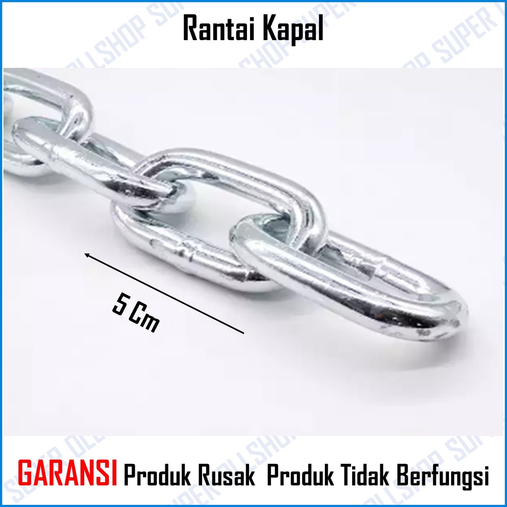 Rantai Besi Kapal Kecil 5/16 7 MM / Rantai Kapal 5/16 7 MM / Rantai Besi Besar 7 MM /  Harga Rantai Kapal Besi Meteran / Rantai Besi Galvanis 7 mm/Rante Besi 7 mm Eceran per 0.5 M 1 Meter Murah