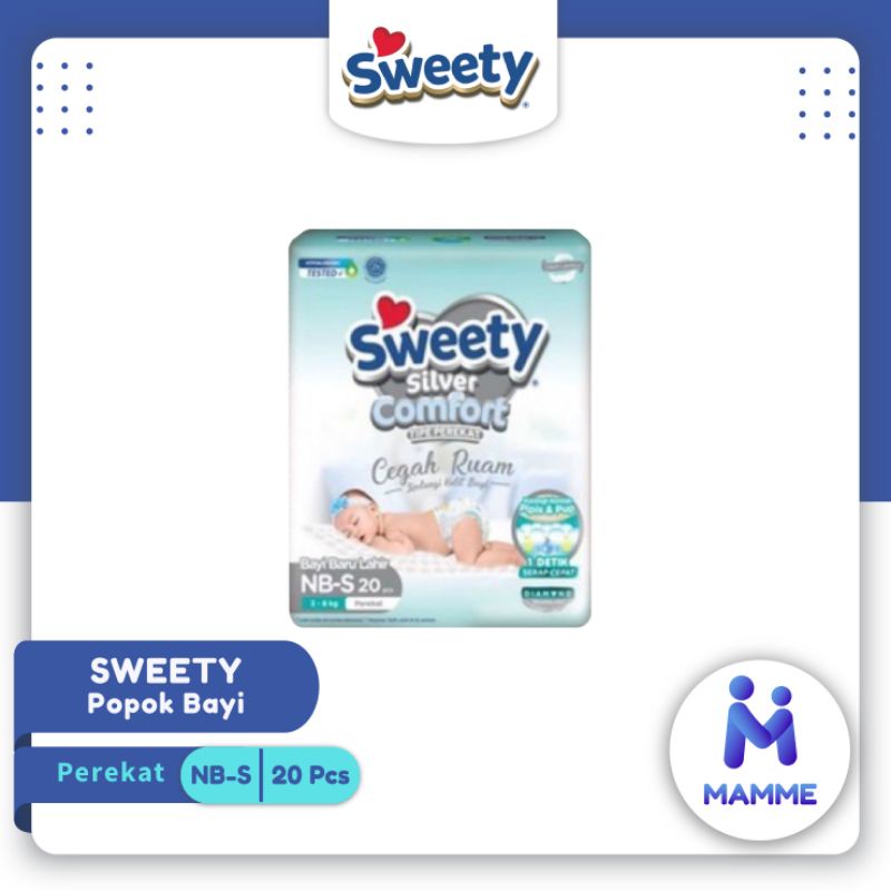 Sweety Silver Comfort Newborn NB-S 20 Pcs - Popok Bayi Baru Lahir Perekat