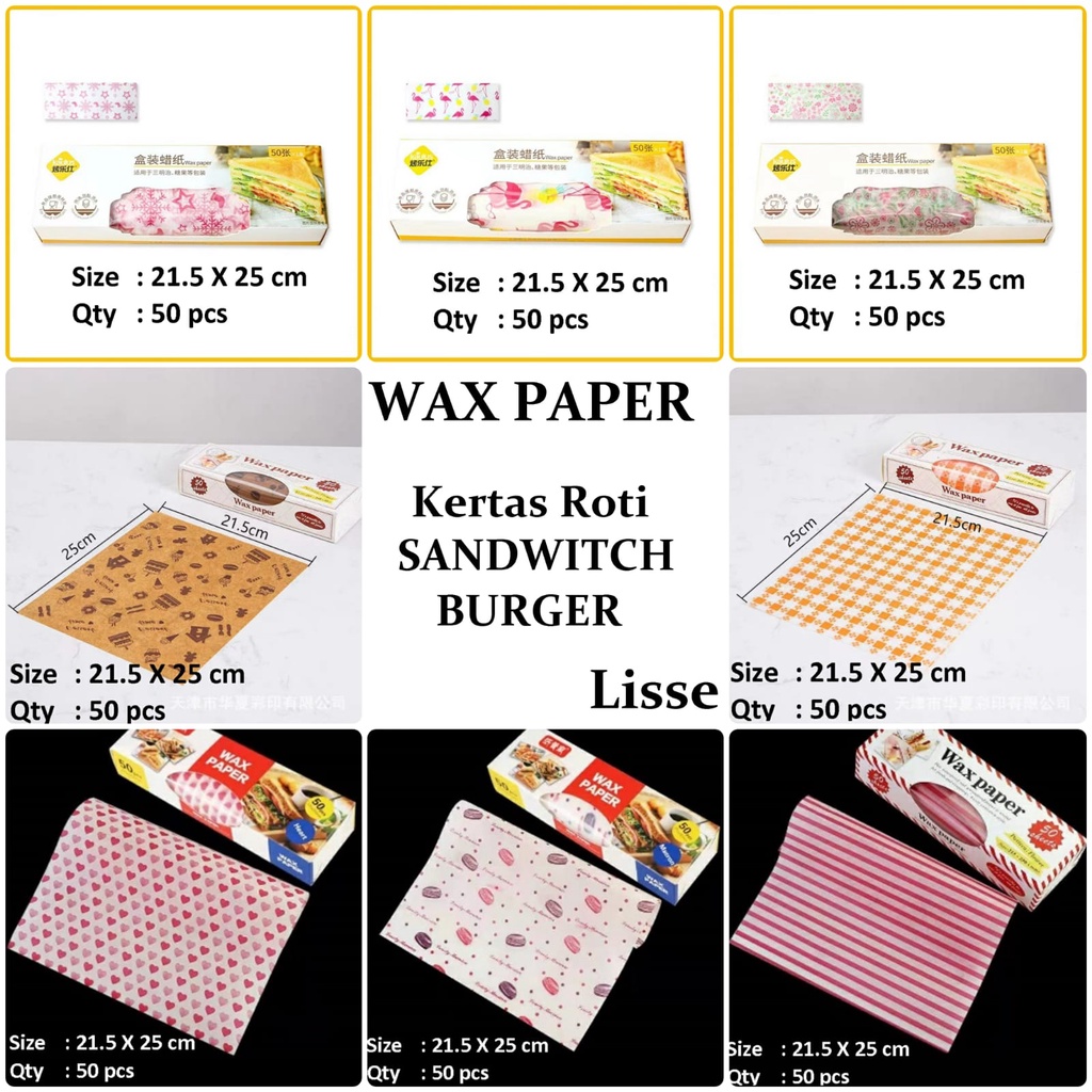 Wax Paper Wrapper Bungkus Makanan Wax Paper Sandwich Burger Roti Nasi