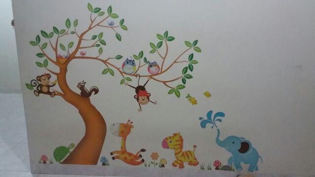 Meth Xy1163 Cute Animal N Tree Wallsticker 2x60x90