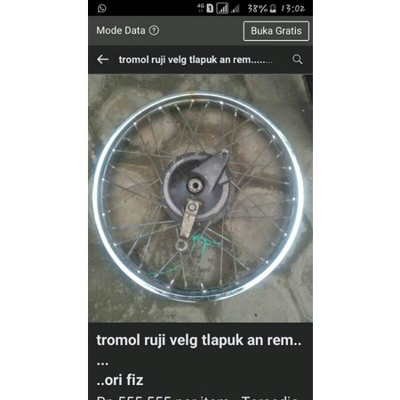 tromol belakang set velg fiz r ori copot motor
