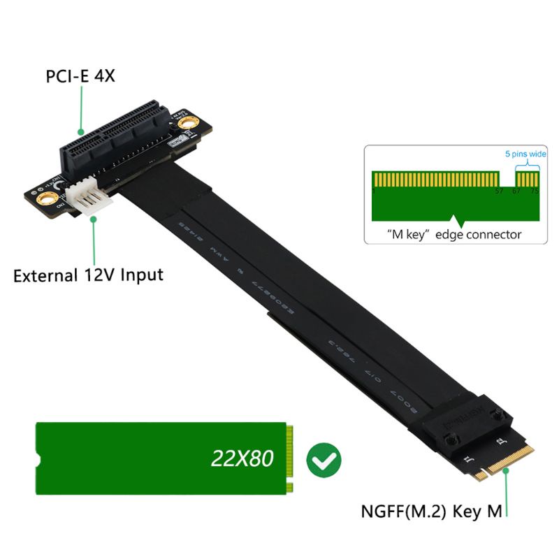 Btsg Riser PCIe x4 3.0 PCI-E 4x To for M.2 NVMe for M for Key 2280kartu Riser Gen3.0