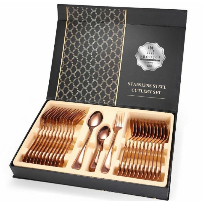 Sendok Sultan set tanpa pisau isi 36pc/Sendok Gold/Sendok makan/Cutlery set/Stainless