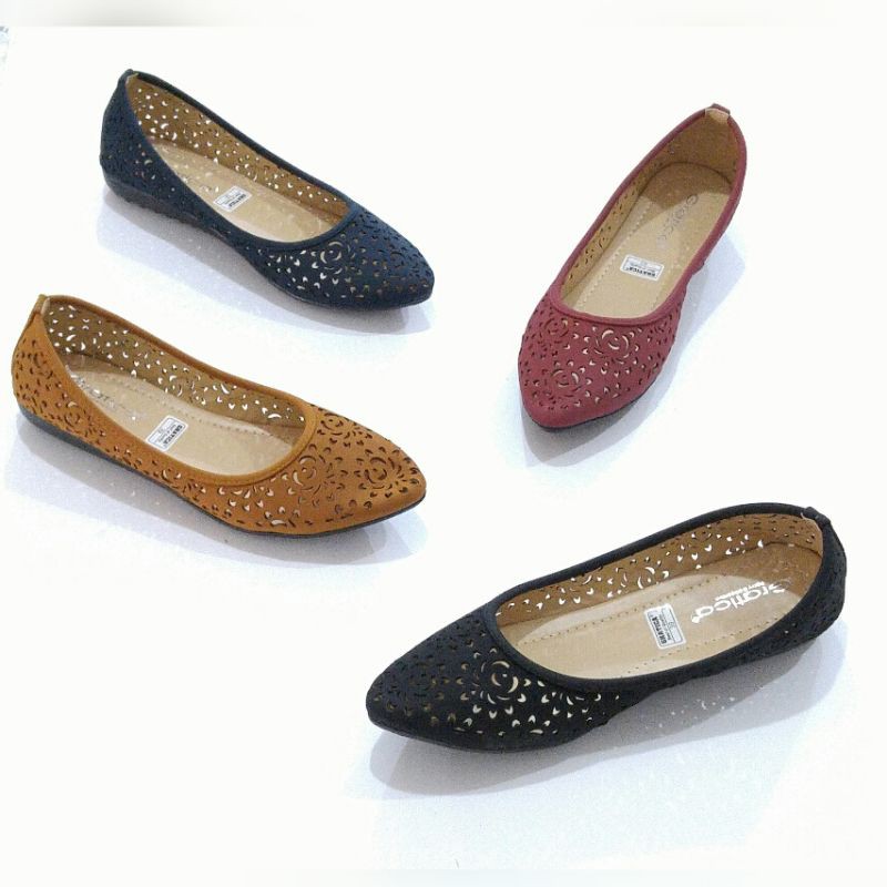 BORNEO Sepatu Flat Flatshoes wanita bahan sintetis YZ07 dan MA34