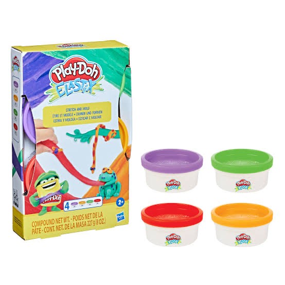 PLAYDOH ELASTIX STRETCH AND MOLD COMPOUND PLANE FROG MAINAN SLIME ANAK