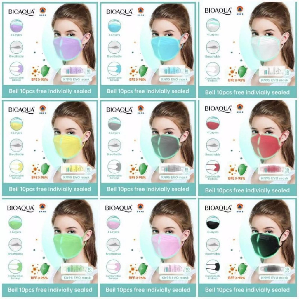 KINDSTORE❤ | (Satuan) BIOAQUA Disposable Face Mask Masker 4ply Kesehatan Earloop Protective